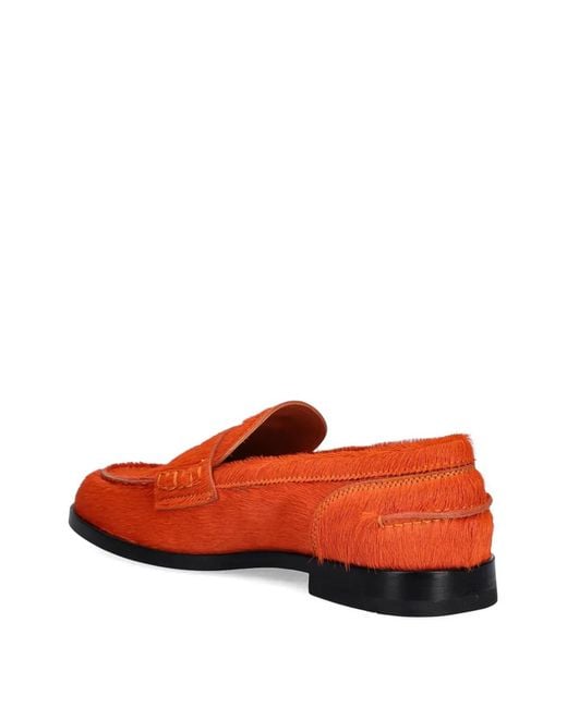 MSGM Red Mocassins En Cuir