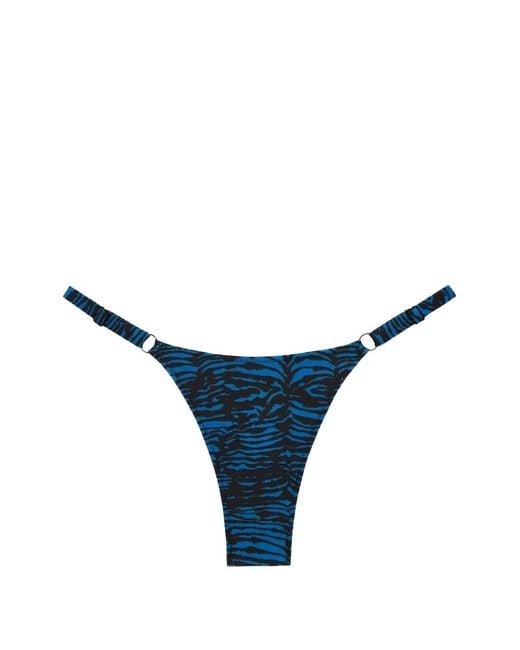 Tropic of C Blue Solana Zebra-Print Bikini Bottoms