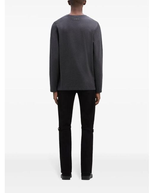 Courreges Black Encore Long-Sleeved Cotton T-Shirt for men