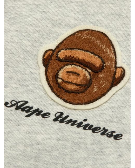 Aape By A Bathing Ape Gray Embroidered-Monkey Buttoned Cardigan for men