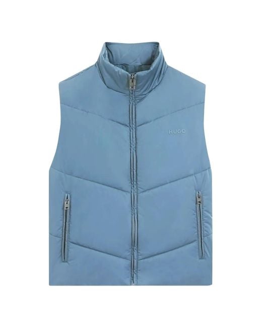 HUGO Blue Quilted High-Neck Gilet for men