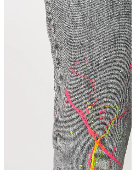 Philipp Plein Gray Paint-Splatter Straight-Leg Jeans