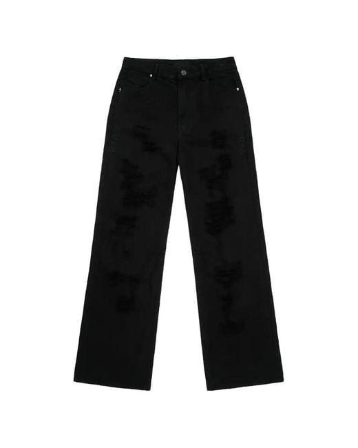 RTA Black Jamie Distressed Wide-Leg Flare Jeans for men