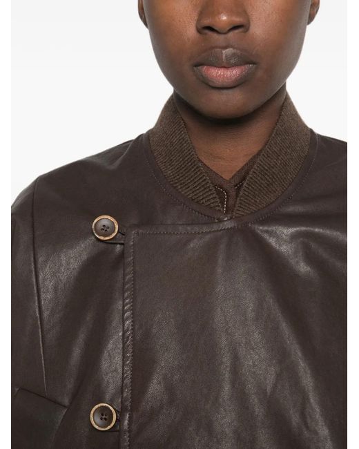 Uma Wang Brown Asymmetric Leather Jacket