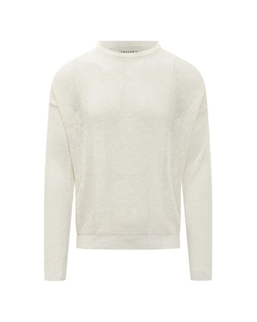 Amaranto White Stripe-Knit Sweater for men