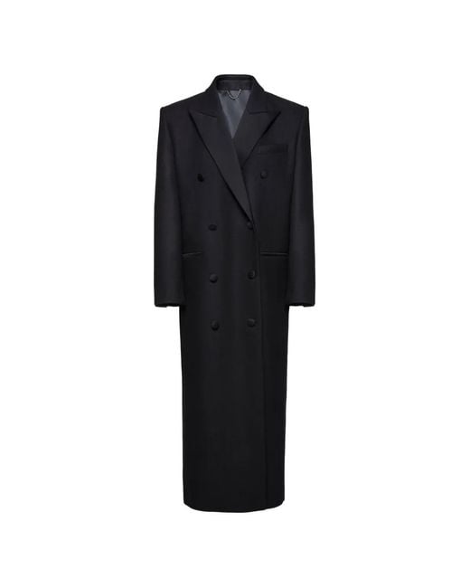 Magda Butrym Black Double-Breasted Wool Maxi Coat