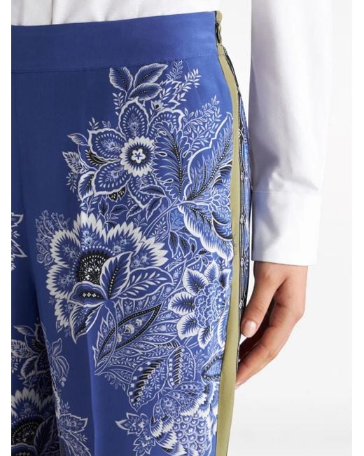Etro Blue Elegant Silk Trousers