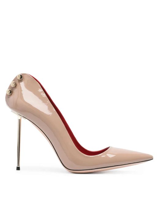 HARDOT Pink Supreme Ass Metallic-Heel 101Mm Patent-Finish Pumps