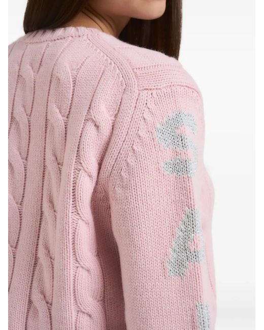 Mc2 Saint Barth Pink Cable-Knit Sweater