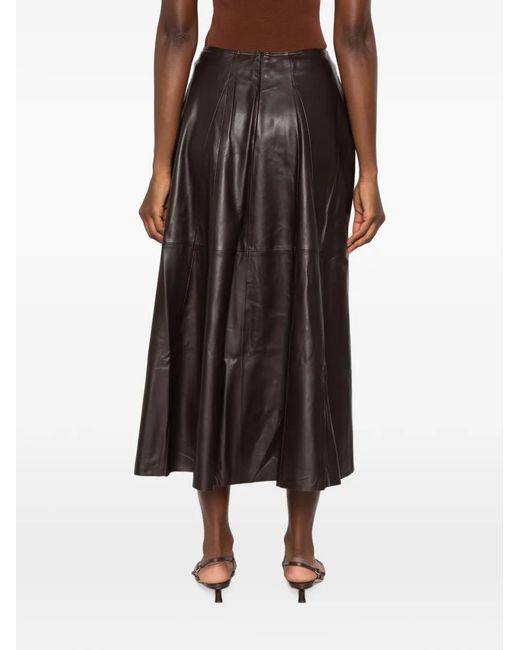 Arma Gray Paneled Leather Midi Skirt