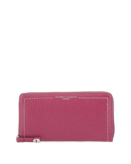 Gianni Chiarini Purple Zip Grain Leather Wallet