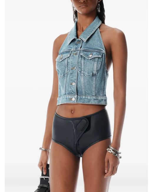 Chaleco vaquero con cuello halter Alexander Wang de color Blue