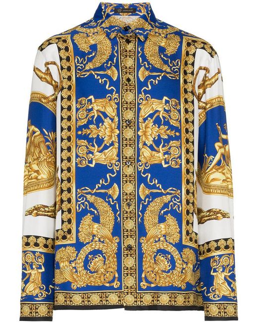 Camisa con estampado barroco Versace de hombre de color Azul | Lyst