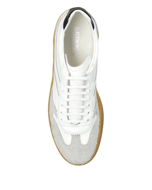 Iceberg White Suede-Panel Sneakers for men