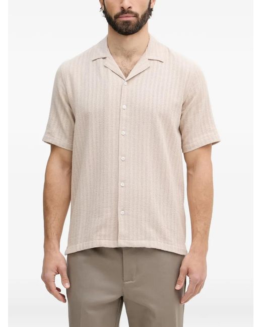Mos Mosh Natural Joe Basso Vertical-Stripe Short-Sleeve Shirt for men