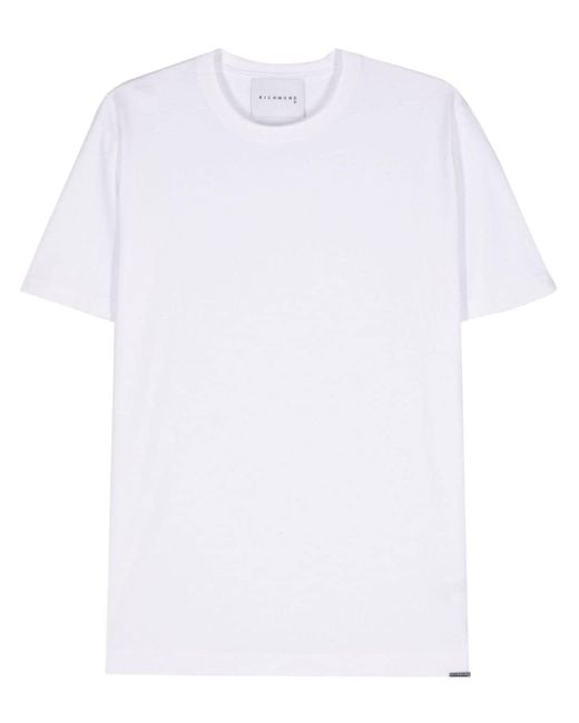 T-shirt con placca logo di John Richmond in White da Uomo