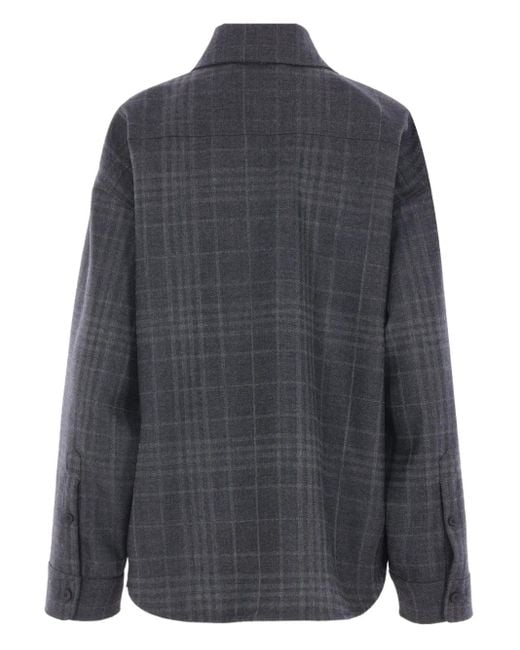 Balenciaga Gray Checked Wool Shirt