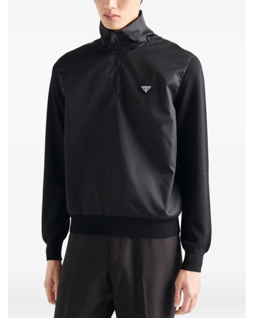 Prada Black Wool Half-Zipper Sweater for men