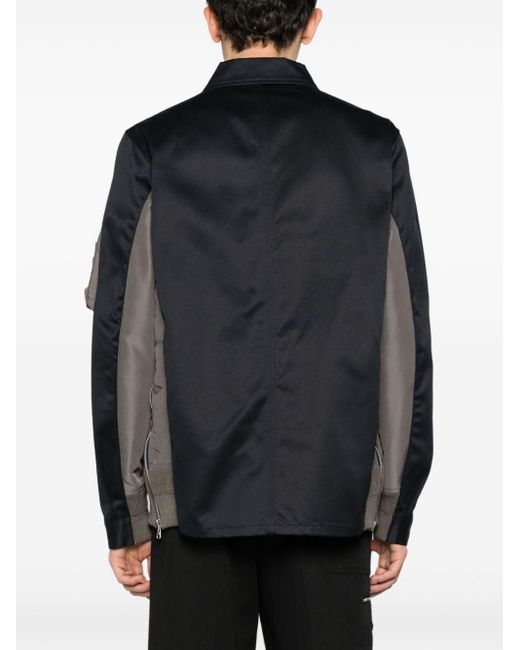 Sacai Black Spread-collar Panelled Shirt Jacket for men