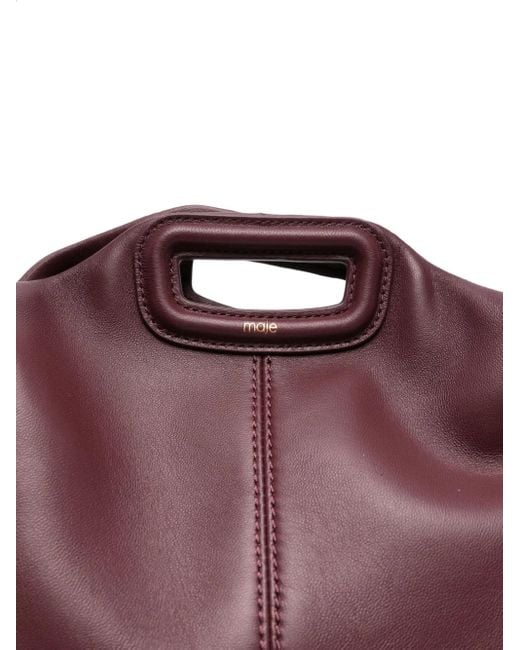 Bolso shopper de piel con flecos Maje de color Purple