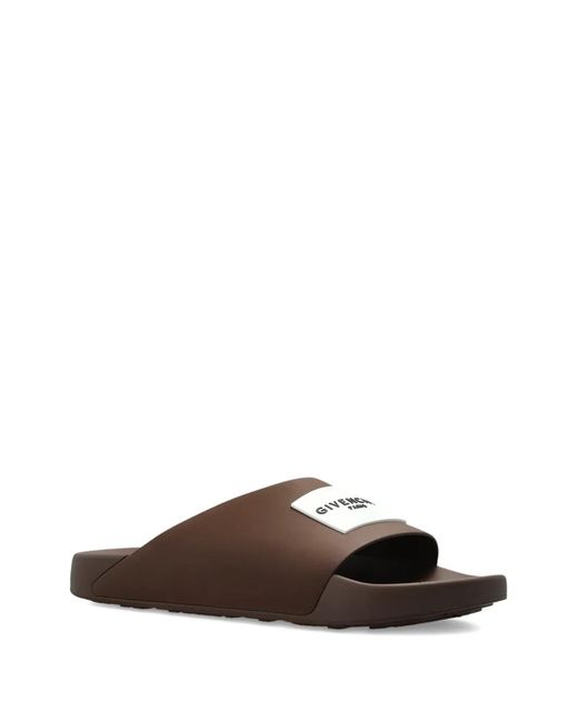Givenchy Brown Logo-Detail Slides for men