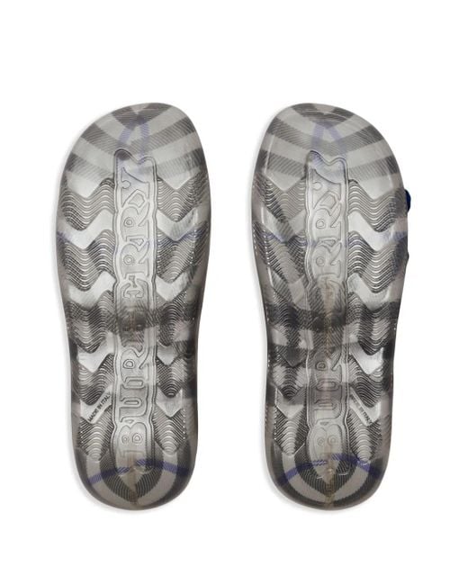 Burberry White Stingray Checked-Lining Slippers