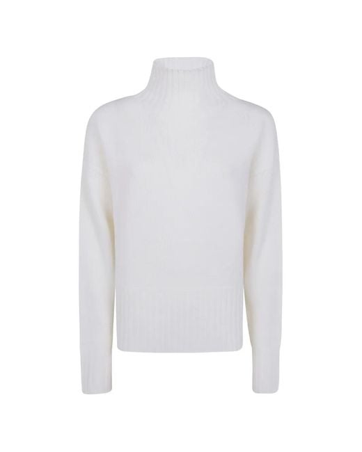 Drumohr White Ribbed-Knit High-Neck Sweater