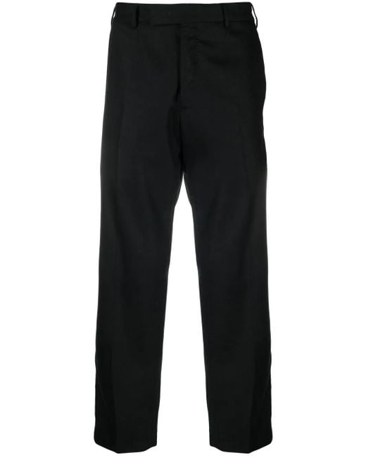 PT Torino Black Cropped Straight-Leg Trousers for men