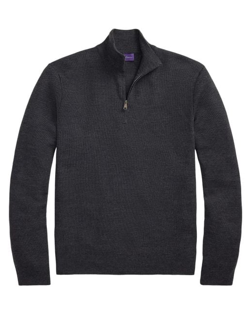 Ralph Lauren Blue Half-Zip Wool Jumper for men