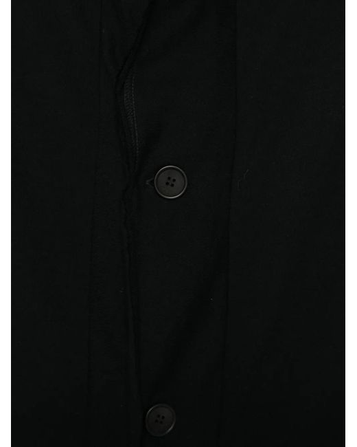 Yohji Yamamoto Black Hooded Button-Fastening Coat for men