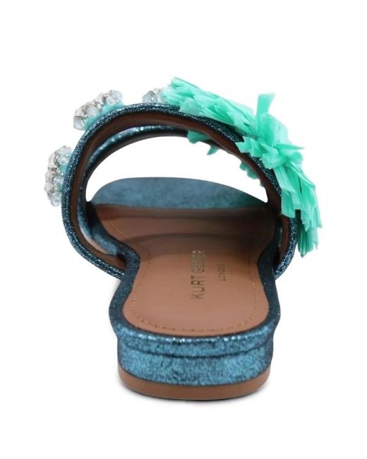 Kurt Geiger Green Raffia-Embellished Glitter-Effect Sandals