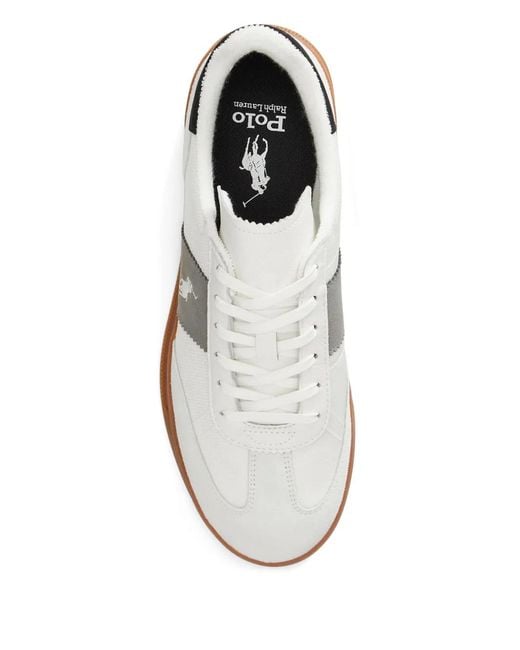 Polo Ralph Lauren White Suede Logo-Detail Sneakers for men