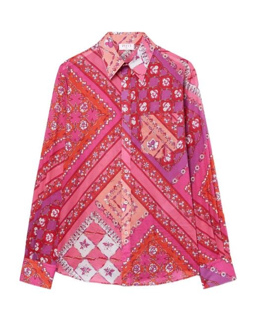 Emilio Pucci Pink Festa-Print Cotton Shirt for men