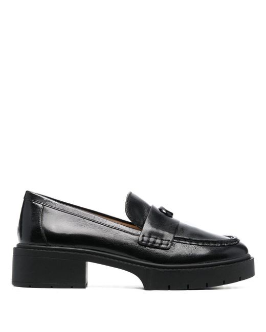 COACH Leah Chunky Sole Leather Loafers in Black Lyst