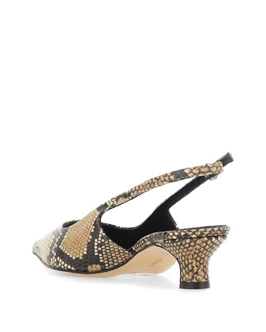 Aeyde Metallic Catrina Snake-Print Leather Slingback Pumps