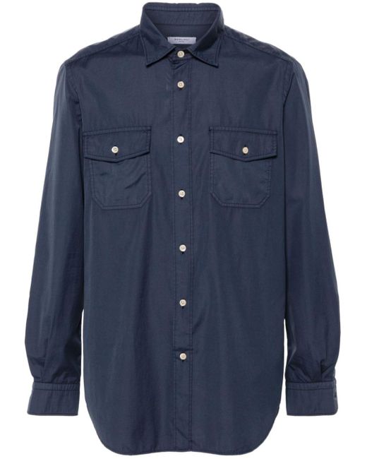 Boglioli Blue Long-sleeve Cotton Shirt for men