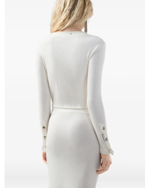 Gcds White Button Asymmetric Blouse