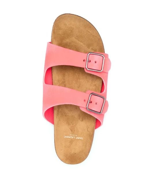 メンズ Saint Laurent Jimmy ダブルストラップ サンダル Pink