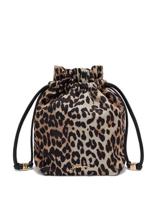 Ganni Black Bucket Bag Bou Printed