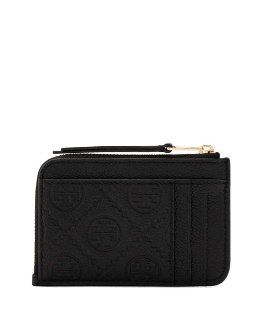 Tory Burch Black Monogram Envelope-Zip Wallet
