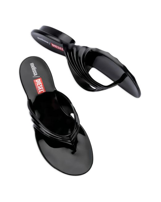 Melissa Black X Diesel Flip-Flops mit Zehensteg