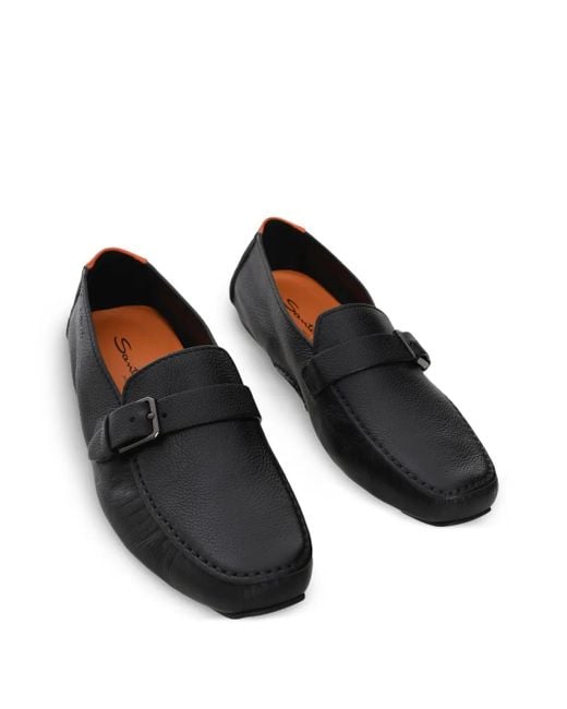 Santoni Black Hamel Loafers for men