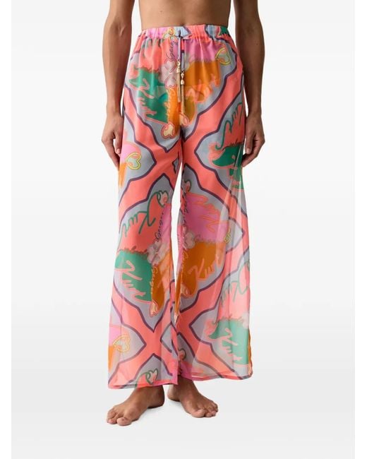 Kurt Geiger Red Resort Logo-Print Tassel-Detail Trousers