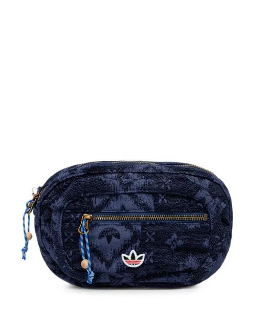 Adidas Blue X Clot Jacquard-Logo Belt Bag for men