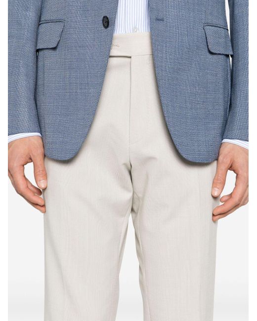 Boss White Tapered-leg Textured Chino Trousers for men