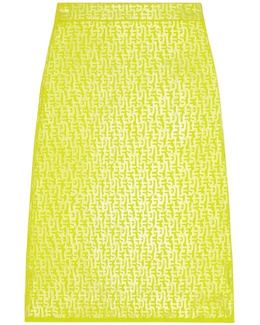 DIESEL Yellow M-Ikaria Monogram-Print Midi Skirt