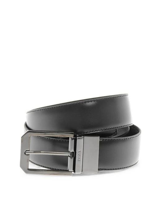 Zegna Gray Reversible Leather Belt for men