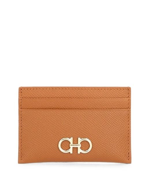 Ferragamo Brown Gancini Credit Card Holder