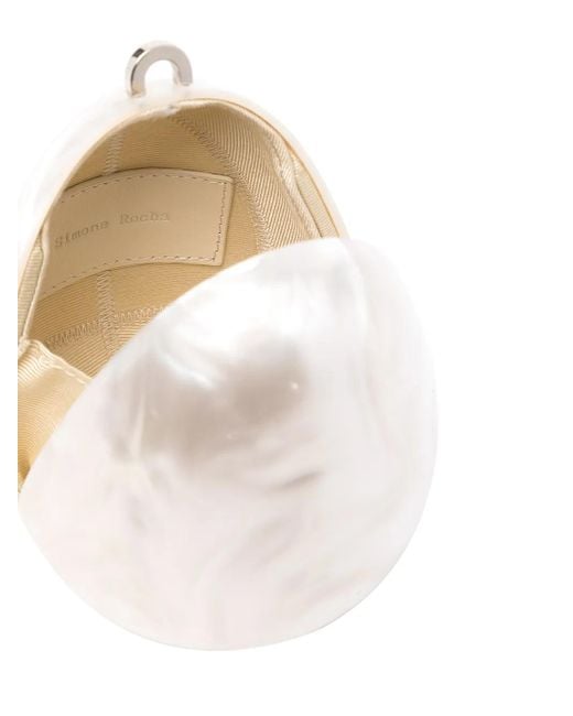 Simone Rocha White Micro Egg Bag W/ Pearl Crossbody Bags