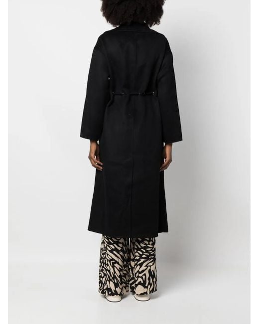 Ba&sh Black Kate Drawstring Wool-Blend Coat